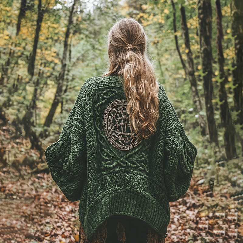 Vintage Irish Celtic Knot Knitted Cozy Jacquard Cardigan elevenforest
