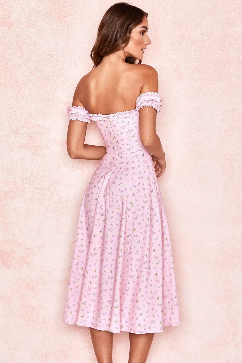 Ruffle Off-shoulder Midi Dress
