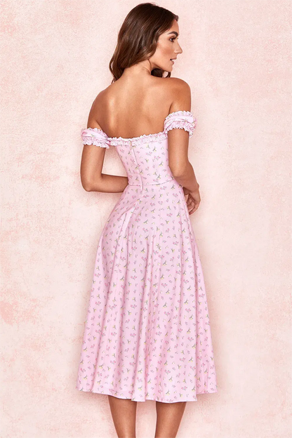 Ruffle Off-shoulder Midi Dress