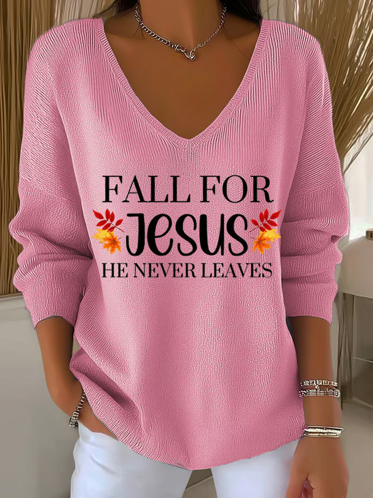 Women's Fall For Jesus He Never Leaves Top artswardrobe