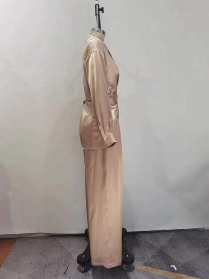 Autumn Winter Shirt Straight Pants Two Piece Suit Office – Stylish and Comfortable Outfit for Work or Wear