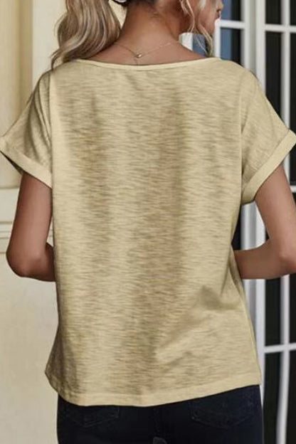 Lace Patchwork V Neck T-shirts(3 Colors)