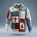 Comstylish Men's Christmas Elements Patchwork Hooded Sweatshirt