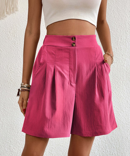 Eden Pocketed High Waist Shorts - Pink