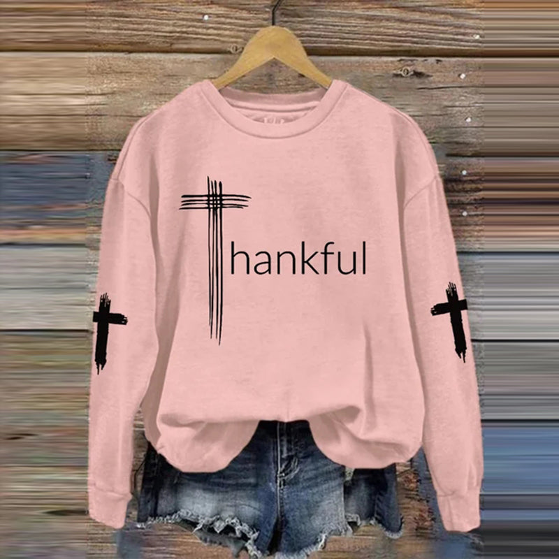 Thanksgiving THANKFUL Cross Casual Sweatshirt artswardrobe