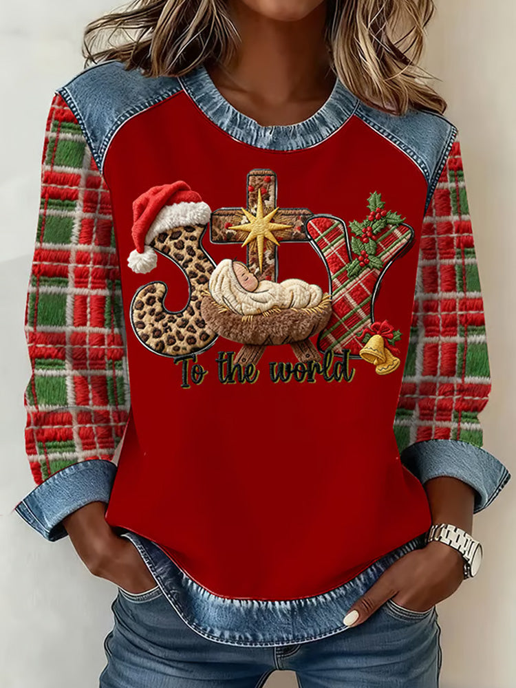 Comstylish Women's Joy To The World Printed Sweatshirt