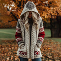 Women's Classic Celtic Knot Jacquard Contrast Print Knit Hoodie elevenforest