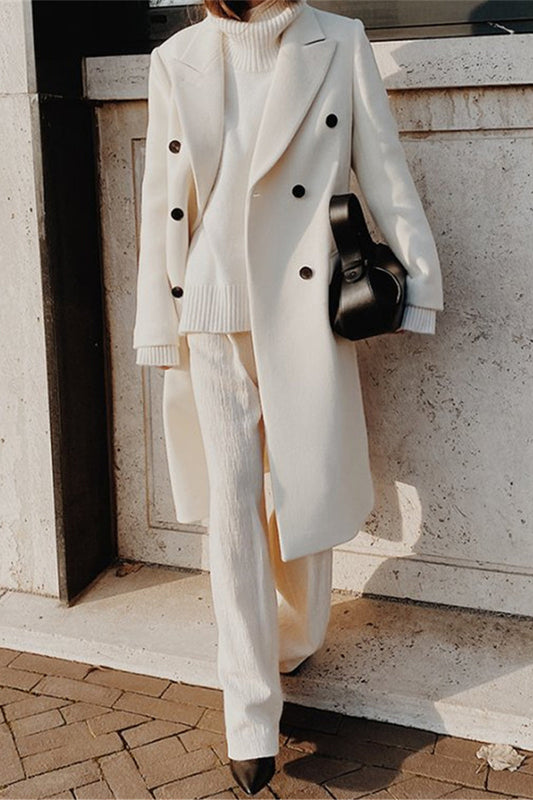 British Style Buttons Turn-back Collar Outerwear