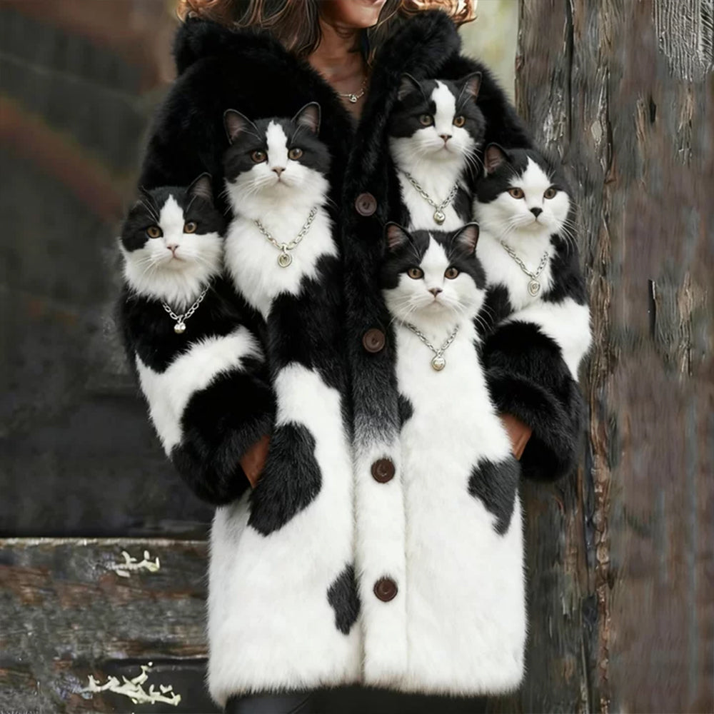 Comstylish Noble Kitten Thick Hooded Cardigan Sweater