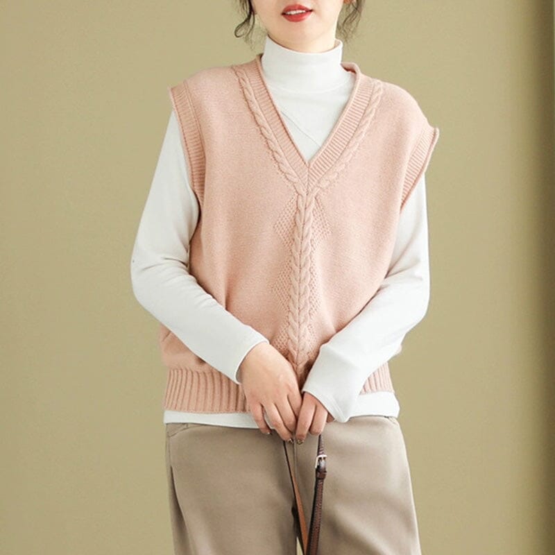 Spring V-neck Knitted Waistcoat