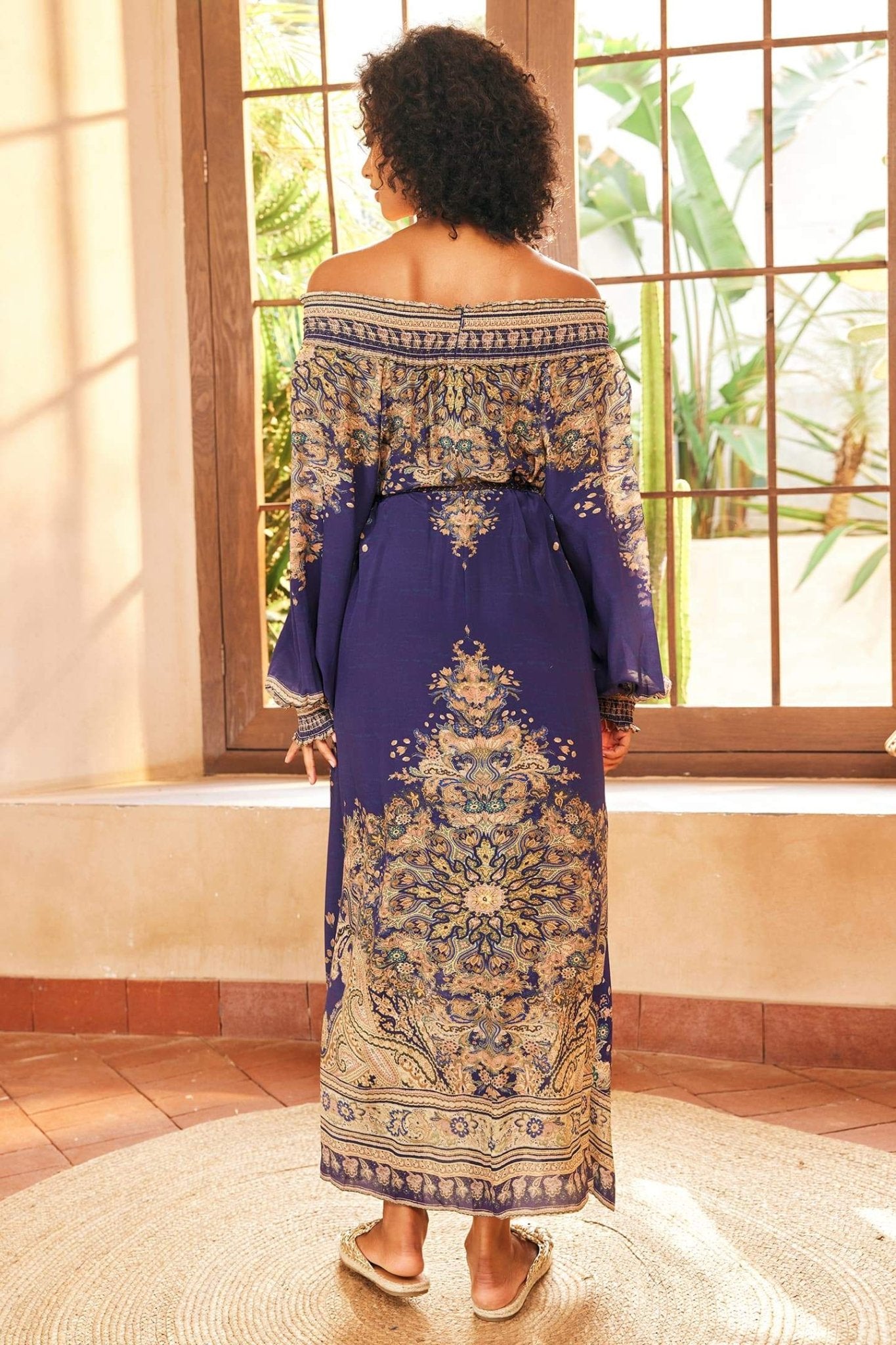 Leila Paisley-print Long Sleeves Maxi Dress