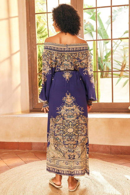Leila Paisley-print Long Sleeves Maxi Dress