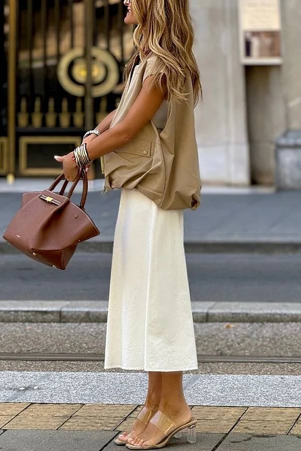 Fashionable Loose Sleeveless Pocket Vest
