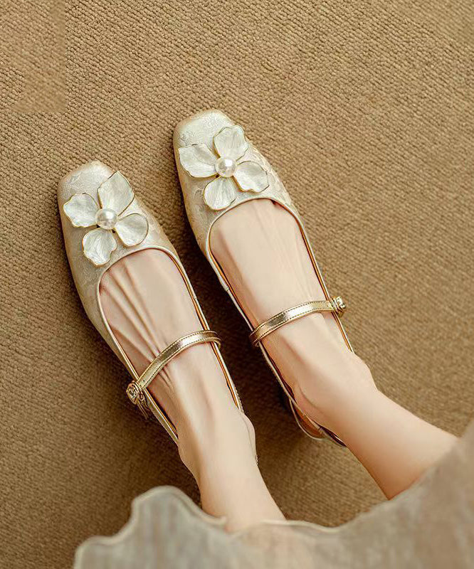 Green Chunky Chinese Style Buckle Strap Splicing Sandals Oi028
