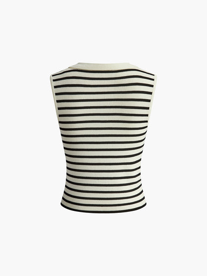 Striped Lapel Sweater Slim Vest