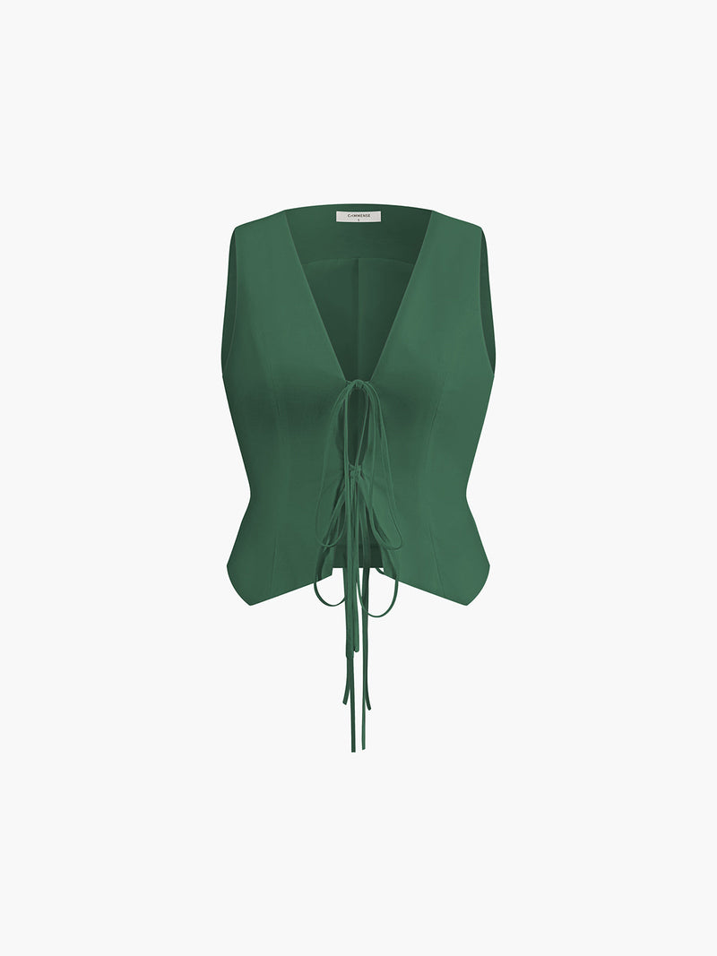 Cotton & Linen Tie-detail Vest Top