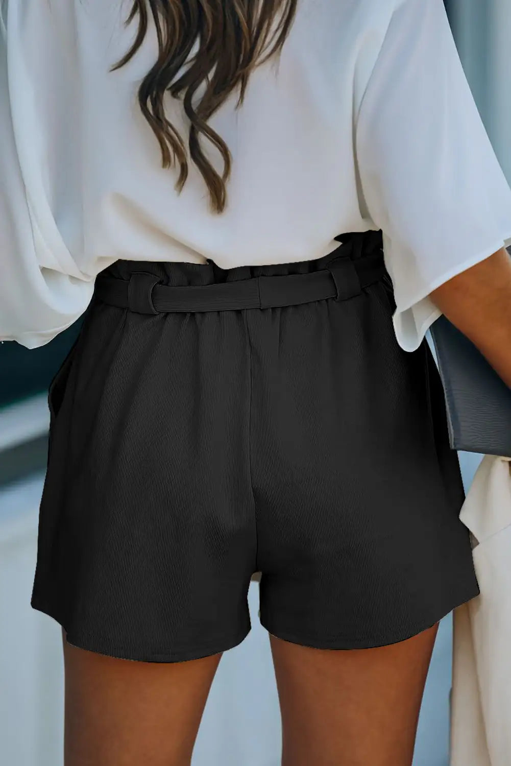 Black Knit Pocketed Shorts