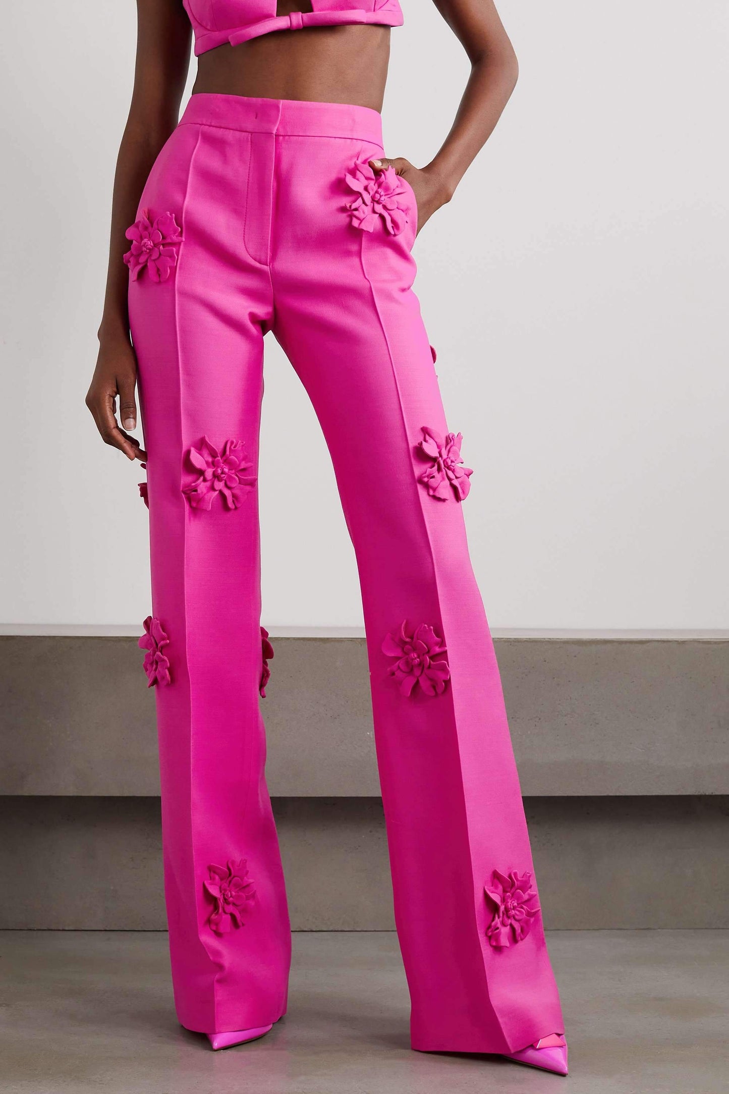 3d Flower High Waist Pants