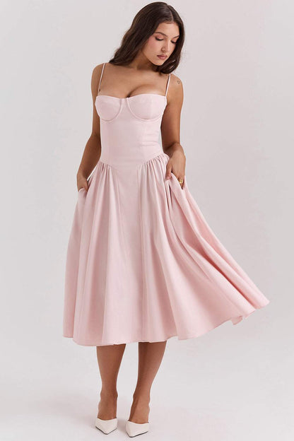 Sweetheart Neck Midi Dress