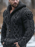Men's Vintage Skull Celtic Chunky Cozy Hooded Cardigan elevenforest
