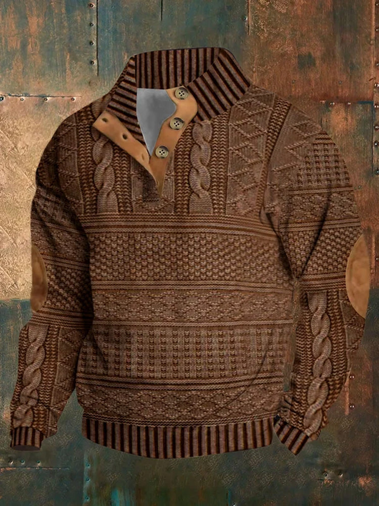 Men's Retro Western Stand Collar Sweatshirt elevenforest