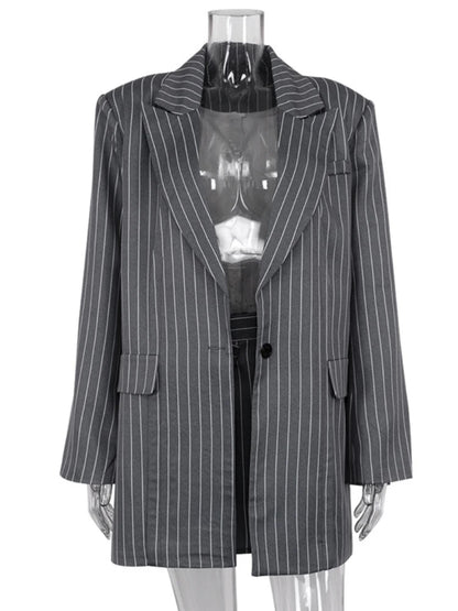 Taruxy High Waist Slim Skirt Sets for Loose Long Sleeve Coats Woman Temperament Blazer 2 Piece Sets Outfits