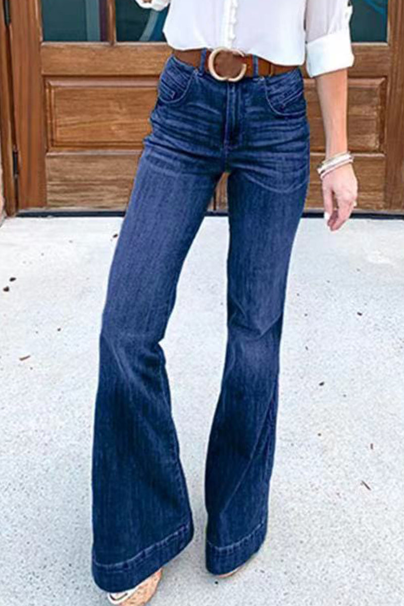 Patchwork Boot Cut Denim Jeans(3 Colors)