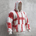 Comstylish Men's Christmas Color Block Flannel Hoodie
