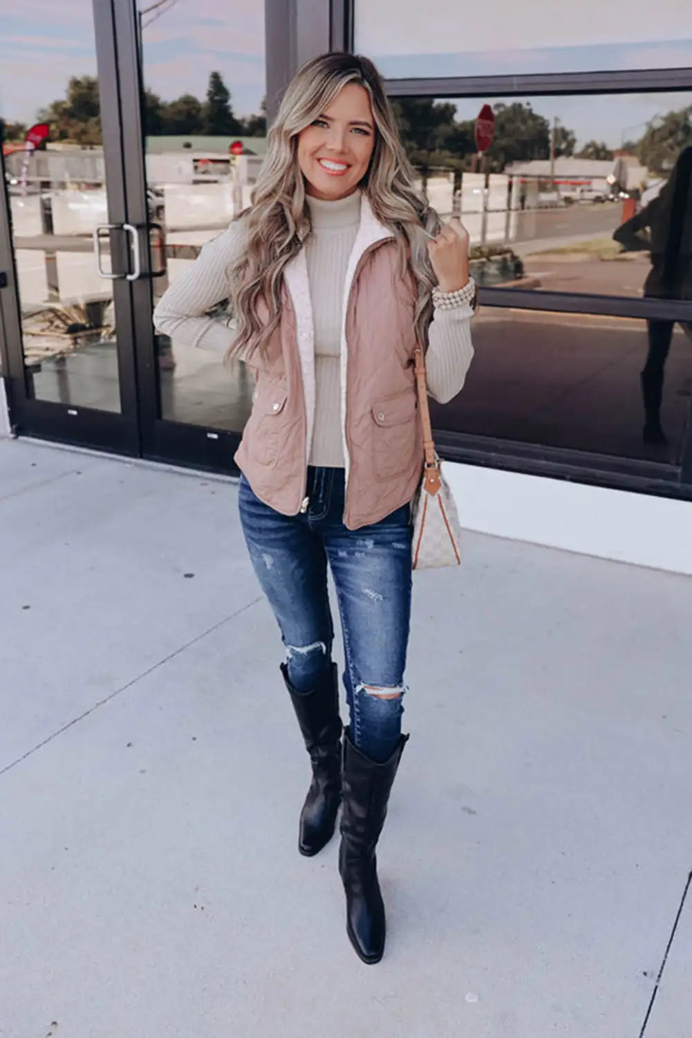 Pink Quilted Vest Coats