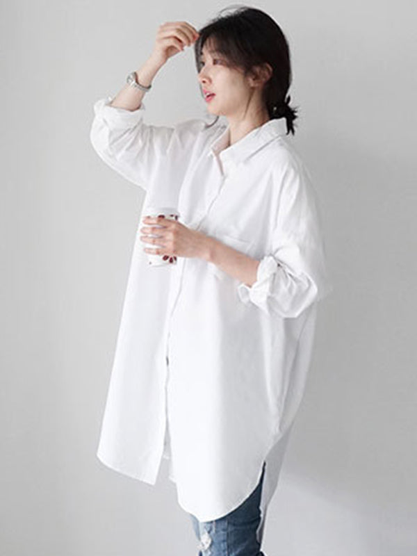 Urban Loose Color Striped Lapel Blouse Top