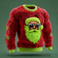 Comstylish Men's Christmas Bad Santa Claus Snowflakes Cozy Plush Sweatshirt