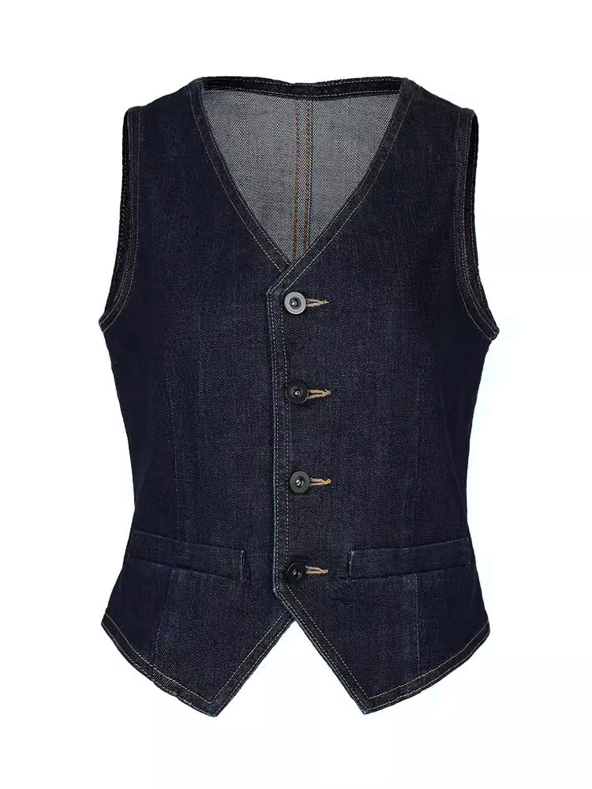 Denim Vest With Back Belt