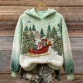 Women's Retro Christmas Tree Pattern Casual Hooded Sweatshirt