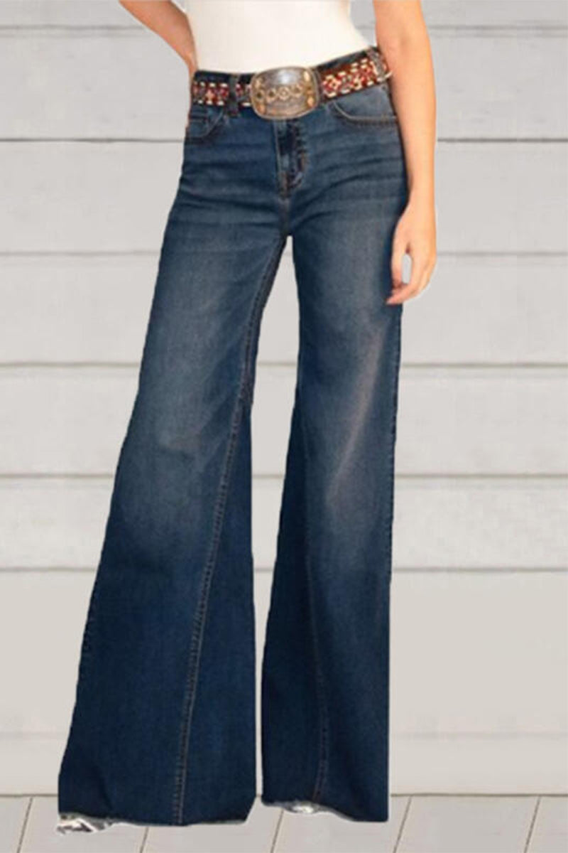 Street High Waist Regular Denim Jeans(no Belt)