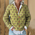 Autumn Leaf Print Long Sleeved Knitted Cardigan artswardrobe
