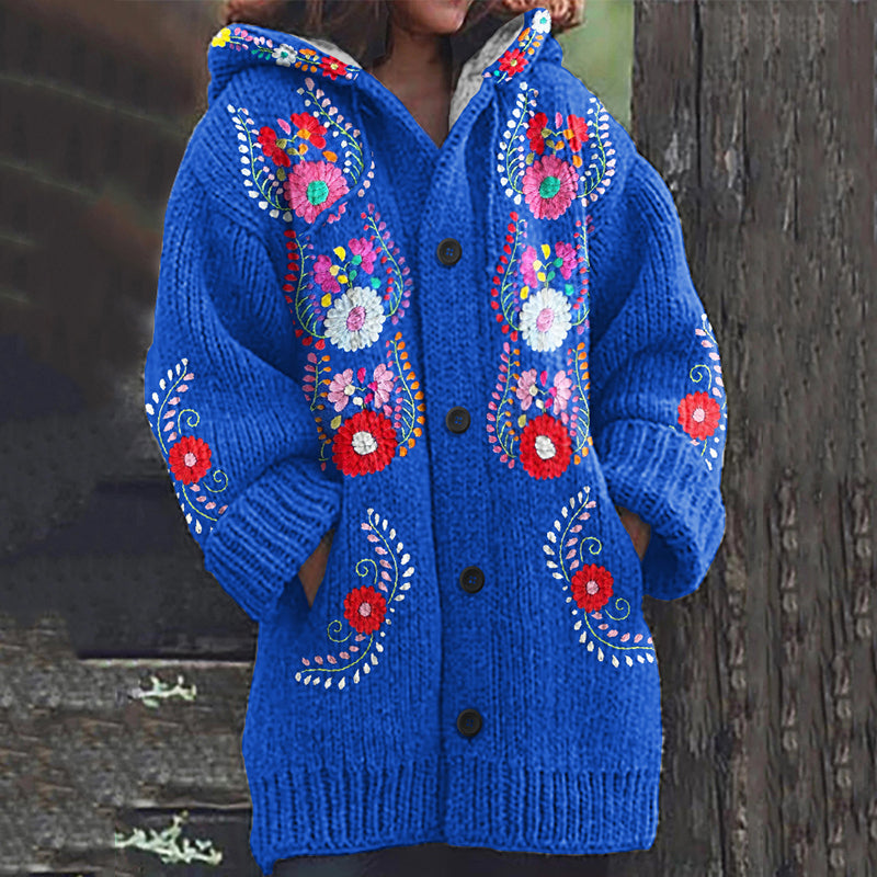 Vintage Mexican Folk Floral Embroidery Sweater Cardigan artswardrobe