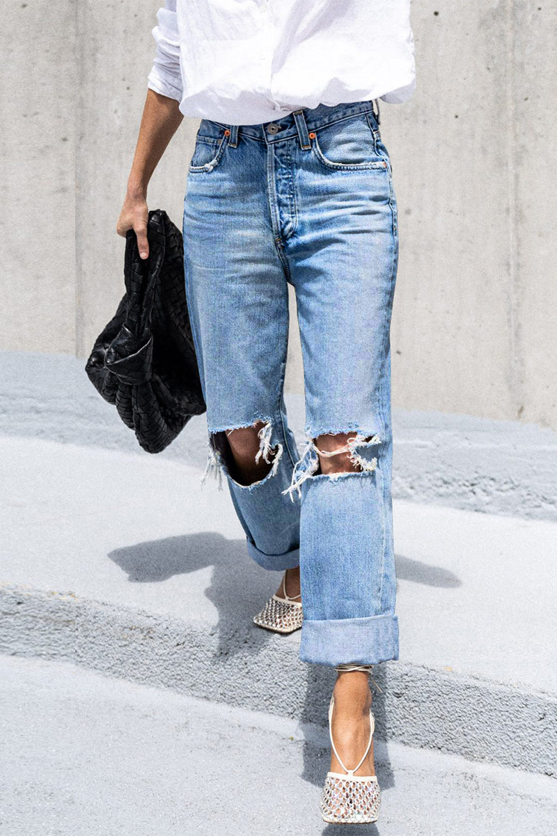 Sportswear Ripped Loose Denim Jeans