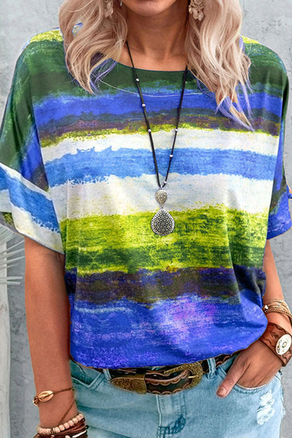 Gradual Change O Neck T-shirts(7 Colors)