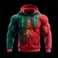 Comstylish Christmas Tree Colorblocking Design Men's Flannel Hooded Sweatshirt