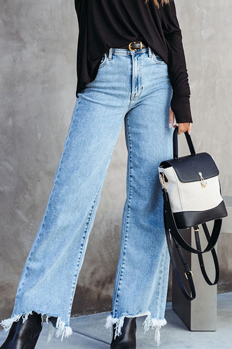 Street Tassel High Waist Denim Jeans