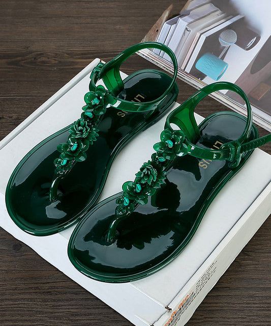 Green Splicing Beach Flip Flops Sandals Ap1061