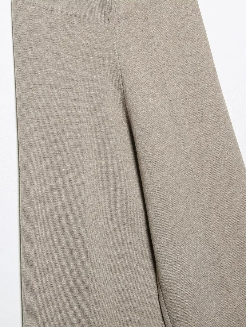 French Suit Sleeveless Round Neck Pullover Side Slit Sweater High Waist Pants