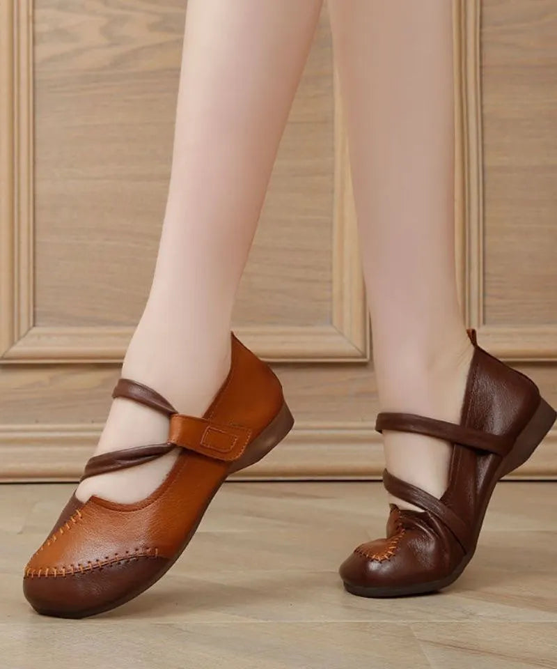 Handmade Splicing Green Flat Shoes for Lace Up Flats