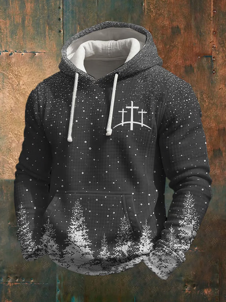 Comstylish Men's Casual Christmas-themed Checkered Sweatshirt