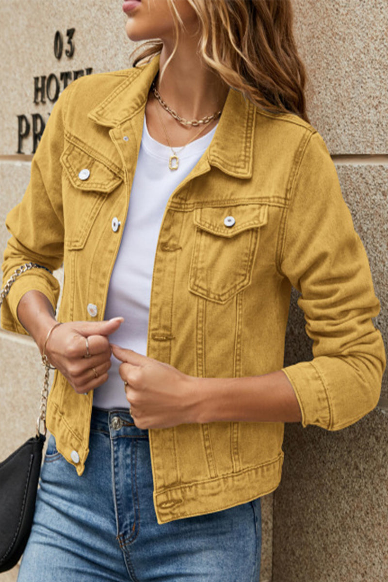 Street Patchwork Turndown Collar Outerwear