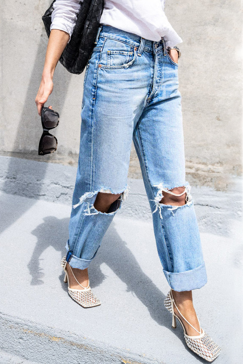 Sportswear Ripped Loose Denim Jeans