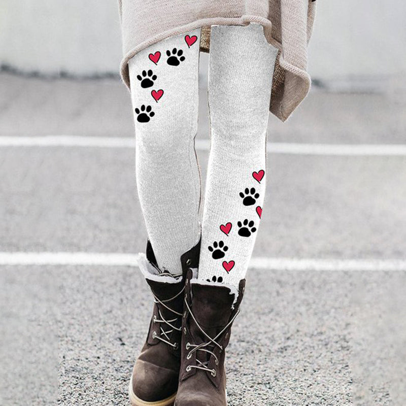 Comstylish Dog Paw Print Casual Everyday Leggings