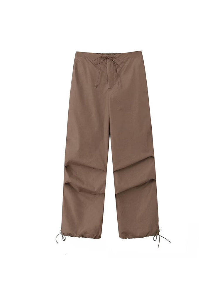 Parachute Cargo Pants Jogging Trousers High Elastic Waist Female Lady Boot Cut