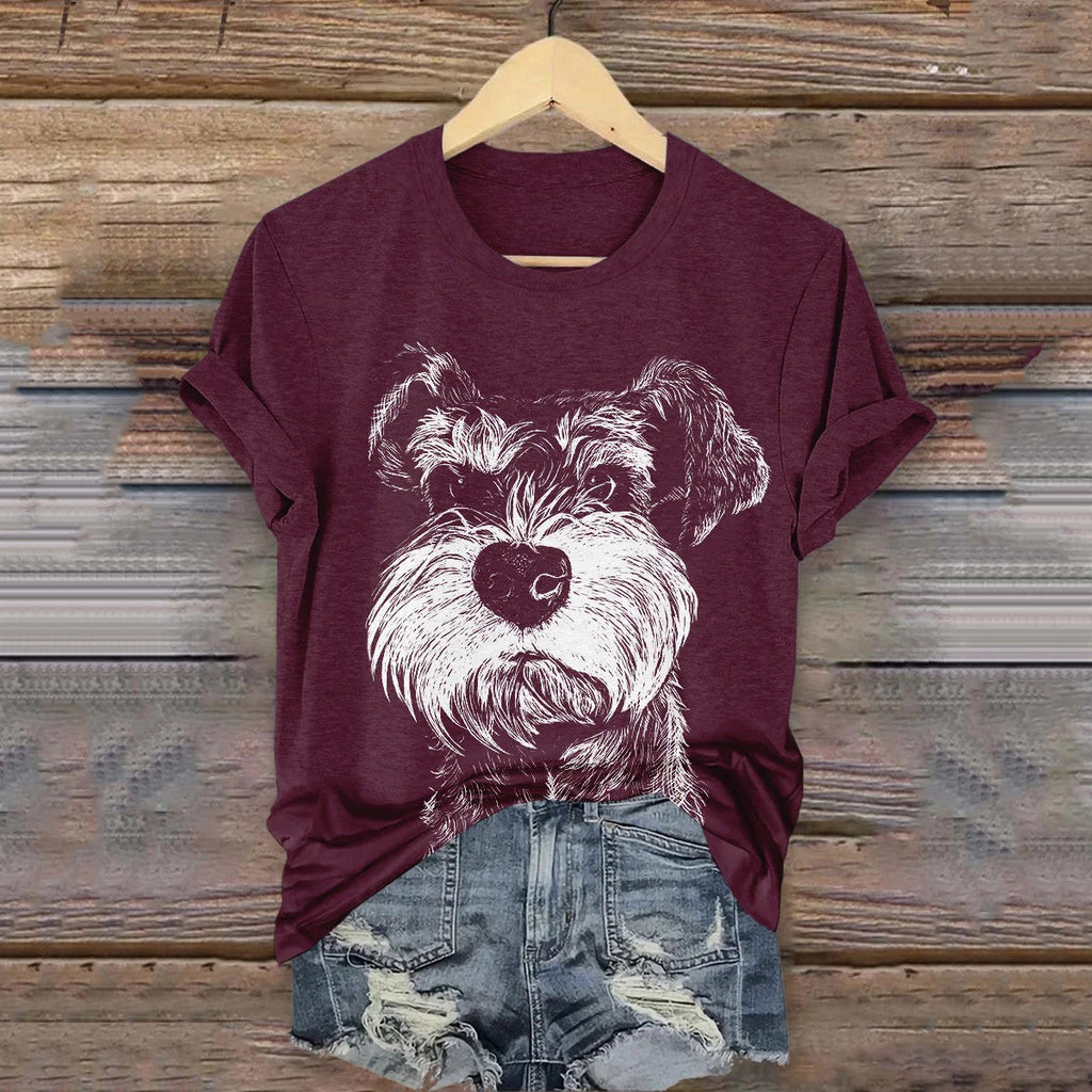 Comstylish Women's Cute Dog Art Print Casual T-shirt
