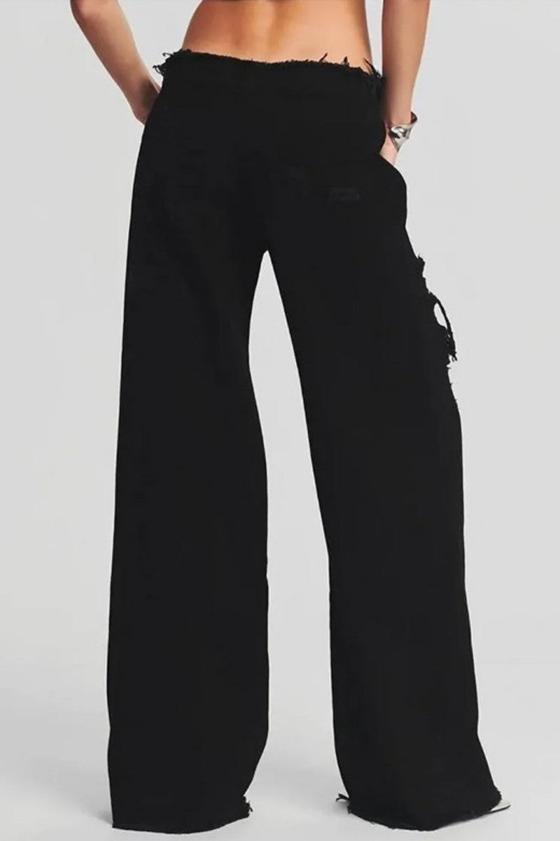 Ripped Patchwork Mid Waist Regular Denim Jeans (subject to the Actual Object)(5 Colors)